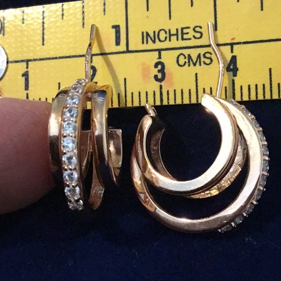NEW Victoria Wieck 14k Rose Gold /925 Triple Hoop CZ Brilliant Hoop Earrings - Picture 12 of 16